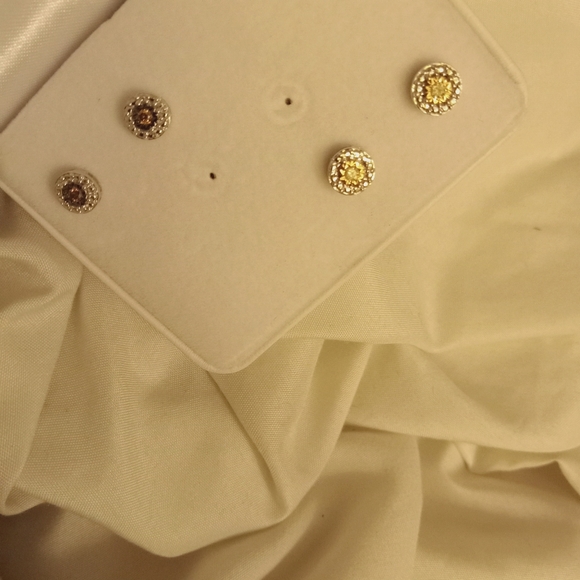 1/4 CT diamond earrings 925 Silver - Picture 5 of 7